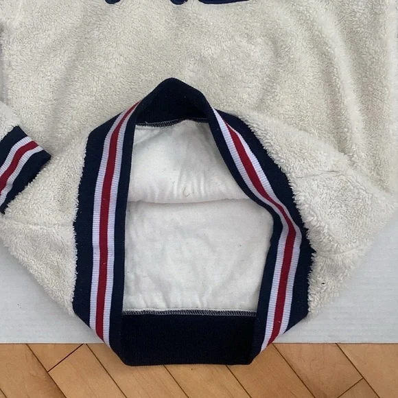 FILA Long sleeved Cream & Navy Fleece Teddy Bear Hoodie Girls size 14/16 X-Large - Picture 11 of 13